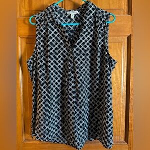 Dana Buchman Black and White Geometric Sleeveless Blouse XL